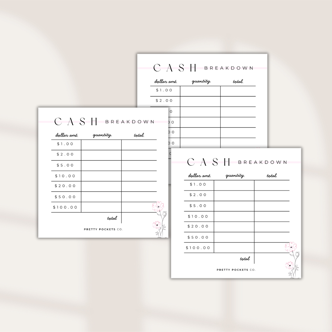 Textured Cash Breakdown Slips